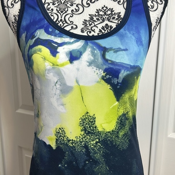 Athleta Blue Yellow Tank Top Work Out Athletic XXS - Picture 2 of 5
